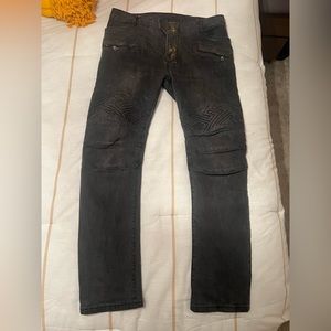Men’s Balmain Black denim Skinny Moto Jeans With Gold dusting AUTHENTIC Size 36